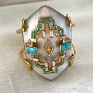 Alexis Bittar Lucite Turquoise & Gold Cuff